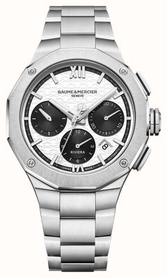 Baume & Mercier Riviera Automatic Chronograph (41mm) White Wave Dial / Stainless Steel Bracelet 10827