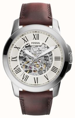 Fossil Men's Grant Automatic | Skeleton Dial | Brown Leather Strap ME3099