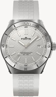 FORTIS Marinemaster M-40 Performance schneeweißes (40 mm) horizontales, ultraflexibles Kautschukarmband F8120009