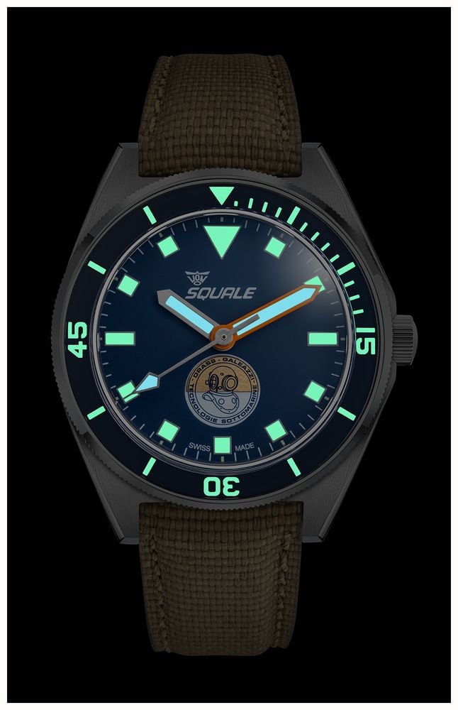 Squale x Galeazzi Artiglio Limited Edition (39.5mm) Pantone 295U Blue Dial / Microfiber Fabric Strap Watch VONDSSGZZBL.MI VONDSSGZBL.MI - alternate view 7