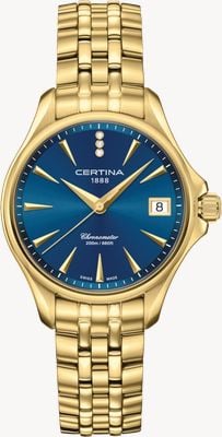 Certina Ds Action Lady Diamond Quartz (33,8 mm) quadrante blu sunray / bracciale in acciaio inossidabile pvd oro C0320513304600