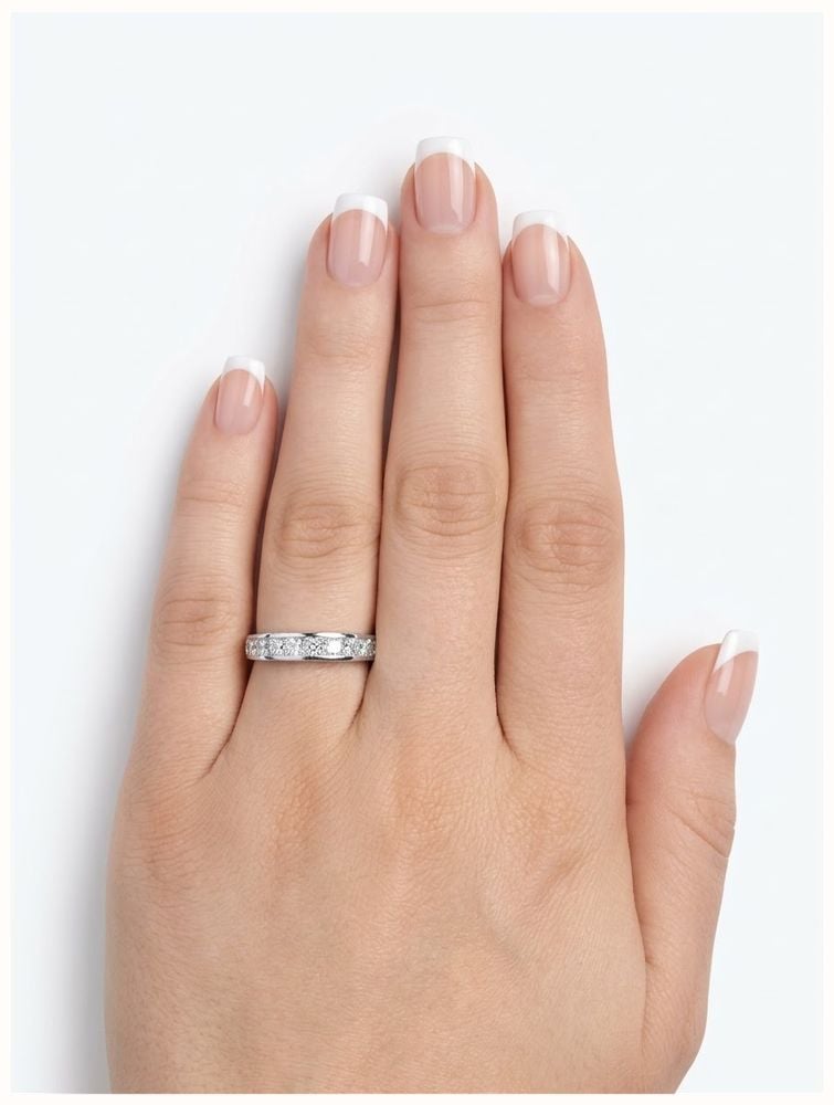 James Moore & Co 1.50ct Natural Diamond Princess Cut 18k White Gold Half Eternity Ring JM5451 - widok alternatywny 4