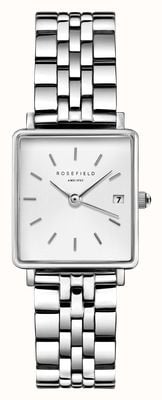 Rosefield Boxy XS (22 mm) cadran blanc / bracelet en acier inoxydable QMWSS-Q020