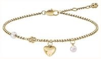 BOSS Jewellery Amara Yellow Gold PVD Crystal and Pearl Heart Bracelet 1580882