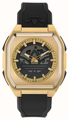 Adidas Montre City Tech Six SST (45 mm) à affichage numérique négatif / bracelet en caoutchouc noir AOFH26014