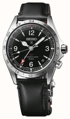 Seiko Prospex alpiniste mécanique gmt bracelet cuir noir SPB379J1