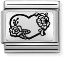 Nomination Classic PLATES Steel And Silver 925 Heart Flowers Charm 330111/28