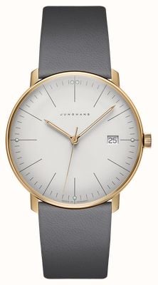 Junghans Max Bill Cuarzo (38mm) esfera gris suave / correa de cuero gris 41/7857.02