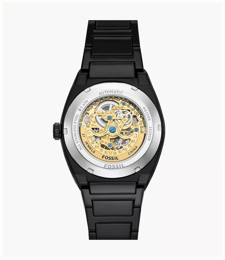 Fossil Everett 42 mm Automatic Black Stainless Steel ME3289 - vista alternativa 3