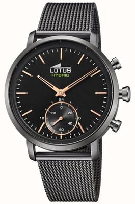 Lotus Smartwatch conectado híbrido | mostrador preto | pulseira de malha de aço preto L18806/1