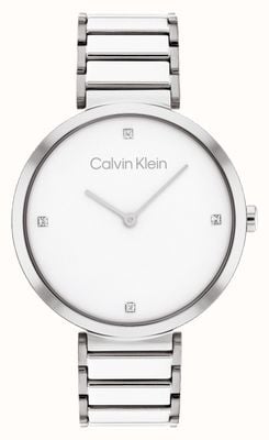 Calvin Klein Reloj minimalista de cuarzo con barra en T y acero inoxidable 25200137