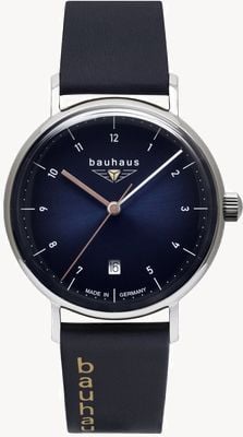 Bauhaus Classic Quartz (36mm) Night Blue Dial / Blue Leather Strap 21413