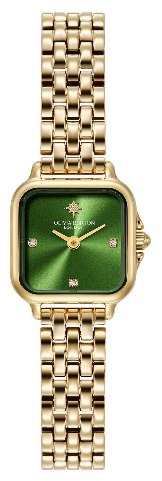 Olivia Burton Mini Grosvenor (20 mm) cadran vert soleill montre