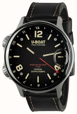U-Boat Capsoil doppiotempo (55mm) 米色 rehaut ss 黑色/黑色皮革 9672