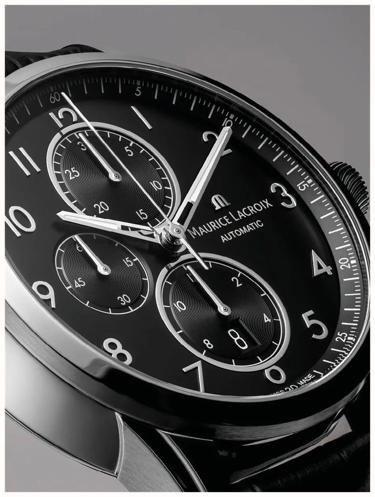 Maurice Lacroix Pontos Chronograph 43mm Black Dial Black Leather PT6388 SS001 320 2 First Class Watches CAN