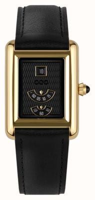 Out Of Order Forma venti automatic jump-hour aurum noir (30,5mm) mostrador preto / pulseira de couro preto F20BLK.850