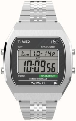 Timex Pulseira de aço inoxidável com visor digital T80 TW2V74200
