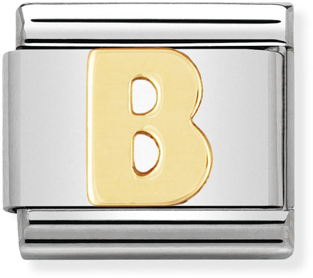 Nomination Classic Letter B 18ct Gold & Steel Charm 030101/02