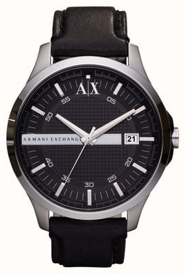 Armani Exchange Men's | Black Dial | Black Leather Strap Watch AX2101