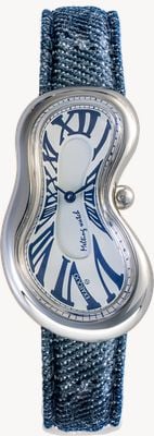 Exaequo Melting Watch Classic SS 316L (28mm) White Dial / Aging Denim Leather Strap EX 0001.0012