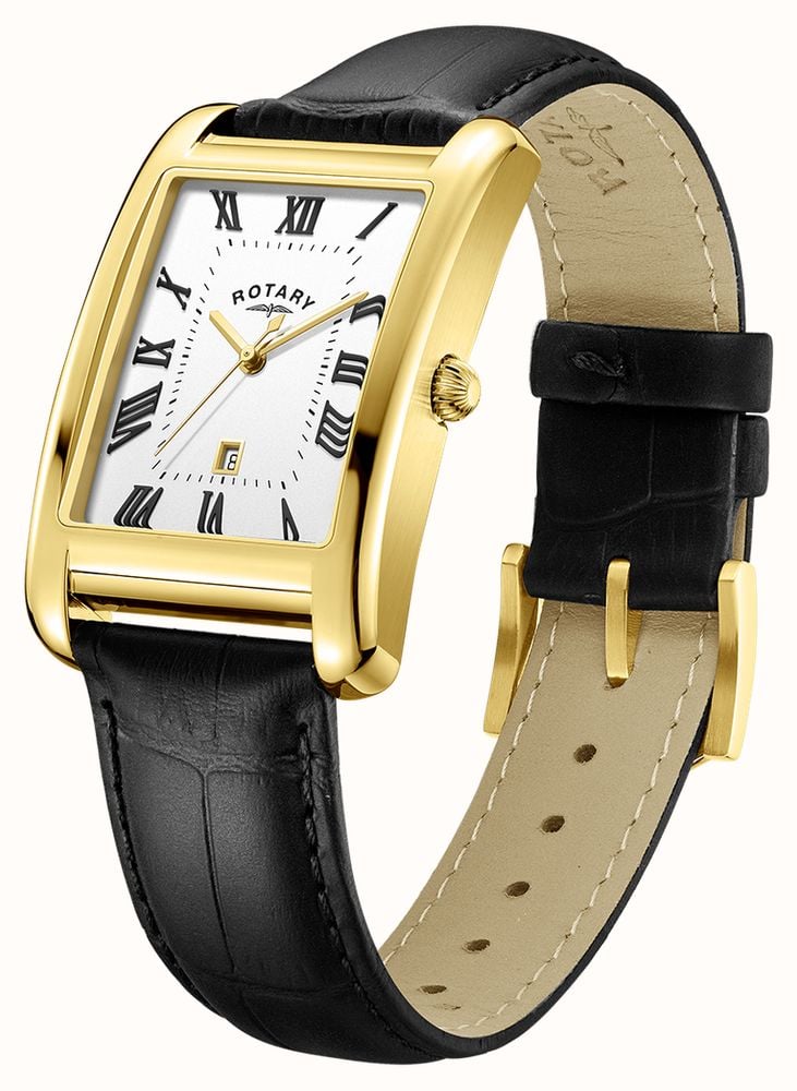 Rotary Men s Dress 29mm White Rectangular Dial Black Leather Strap GS05753 01 First Class Watches SGP