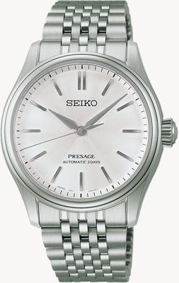 Seiko Presage Classic Series Automatik (38mm) 'Shironeri' Weißes Zifferblatt / Edelstahlarmband-Uhr HCC001J1