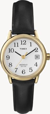 Timex Montre femme bracelet cuir noir blanc T2H341