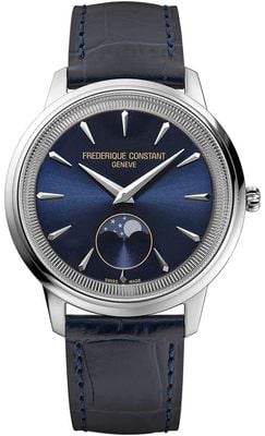 Frederique Constant Classics Moneta Mondphase (37 mm) blaues Sunray-Zifferblatt / marineblaues Lederarmband FC-206N3S6
