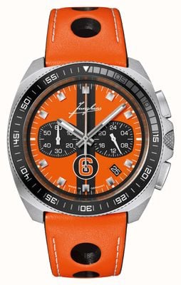 Junghans 1972 Chronoscope Sports Edition 2026 (43.3mm) Matte Orange Striped Dial / Orange Leather Strap 41/4557.00