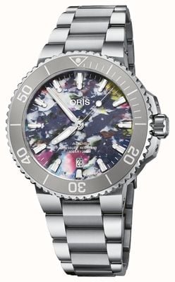 ORIS Aquis Date Upcycle Automatic (41.5mm) Multicoloured Recycled PET Dial / Stainless Steel Bracelet 01 733 7766 4150-SET
