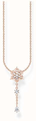 Thomas Sabo Snowflake Drop Necklace | Rose Gold Plated | Crystal Set KE2171-416-14-L45V