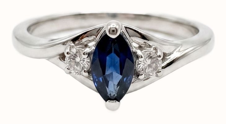 9k White gold Diamond Sapphire Ring JM9269