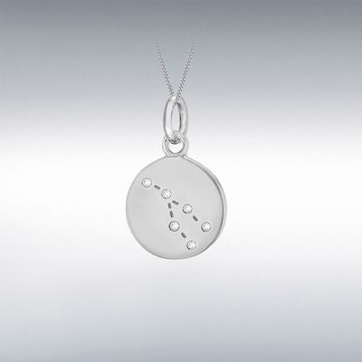 Silver Taurus Star Sign Constellation Disc Pend 8.68.5709