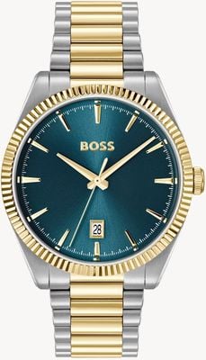 BOSS Relógio Cheswick de quartzo com três ponteiros (40 mm), mostrador azul / pulseira bicolor em aço inoxidável. 1514311