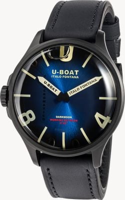 U-Boat Darkmoon Kama PVD (46,5 mm) quadrante blu-nero fotocromico soleil / orologio con cinturino in pelle di vitello nero 3341