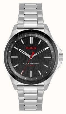 HUGO 男式 #complete（42 毫米）黑色表盘/不锈钢表链 1530323