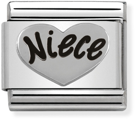 Nomination Classic Niece Heart Oxidised Sterling Silver & Steel Charm 330101/16
