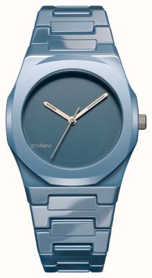 D1 Milano Cerámica índigo puro (37 mm), esfera azul mate / pulsera de cerámica azul claro CEBU05