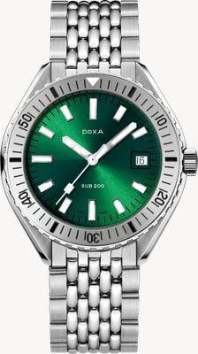DOXA SUB 200 Sea Emerald (42mm) Green Sunray Dial / Stainless Steel Rice-Grain Bracelet 796.10.131.10