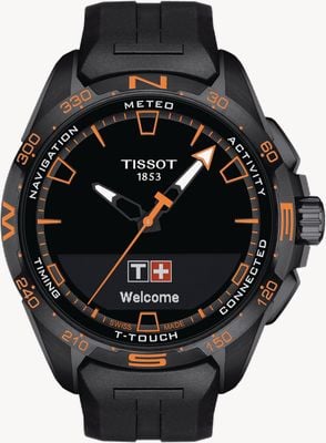 Tissot T-Touch Connect Solar-PVD-Titan (47,5 mm), schwarzes Zifferblatt / schwarzes Synthetikarmband T1214204705104