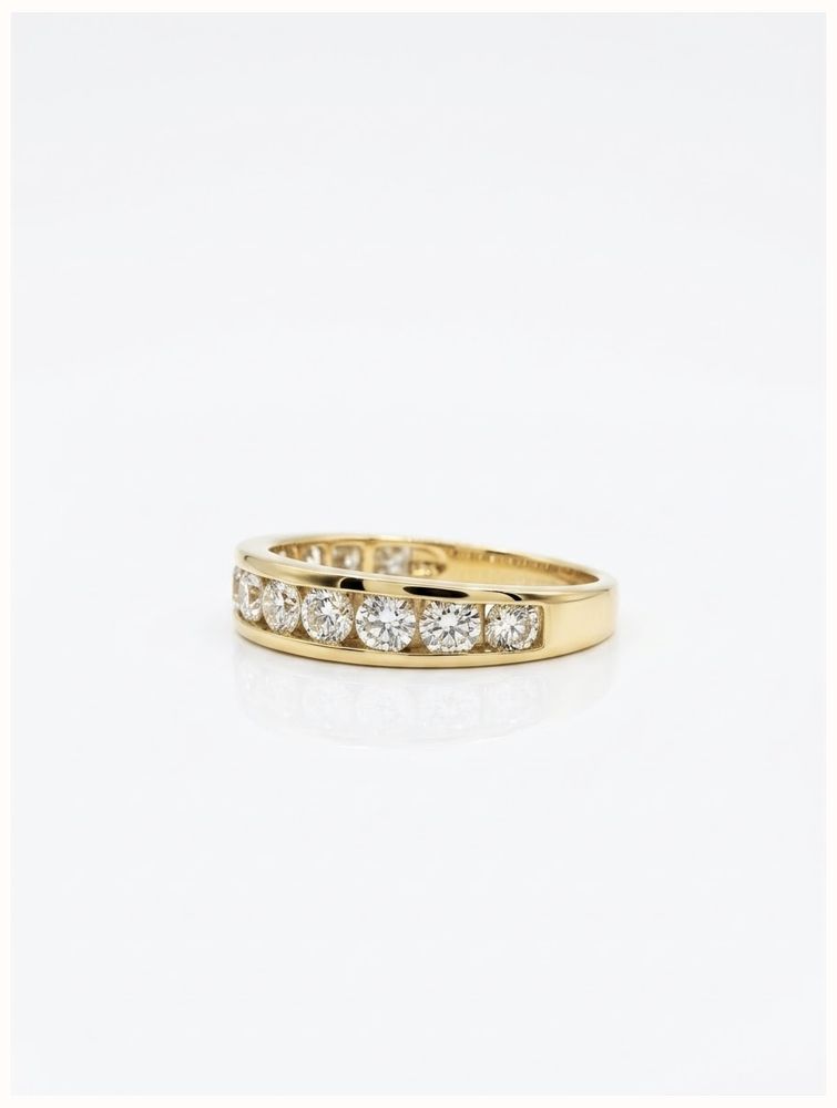 1.03ct Round Brilliant Natural Diamond 9ct Yellow Gold Half Eternity Ring J82244 - alternate view 2