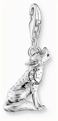 Thomas Sabo Howling Wolf Charm - 925 Sterling Silver, White Stones 2054-643-21
