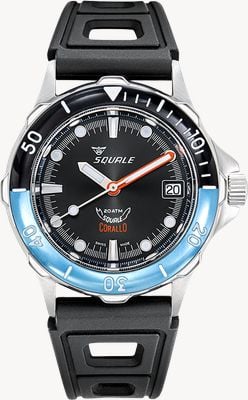 Squale Corallo nos 2008 edición limitada (36,8 mm) esfera negra / correa de caucho perforada vintage negra CORALBICBK.RBK