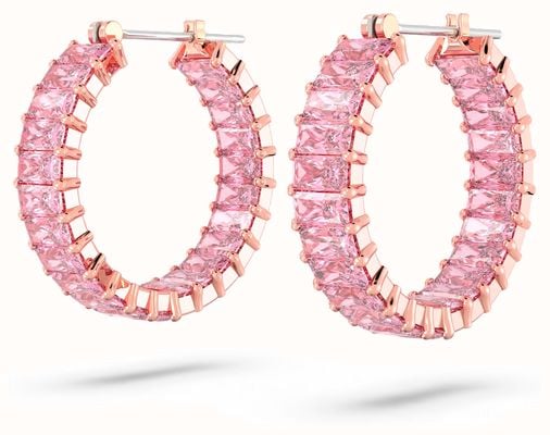 Swarovski Matrix Hoop Earrings | Rose Gold-Tone Plated | Pink Crystals 5657726