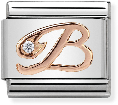 Nomination Classic Letter B 9ct Rose Gold & Steel Charm 430310/02