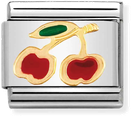 Nomination Classic Cherries 18ct Gold & Steel Enamel Charm 030215/05