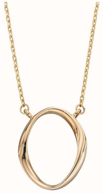 Elements Gold 9ct Yellow Gold Open Circle Delicate Pendant And Chain GN353