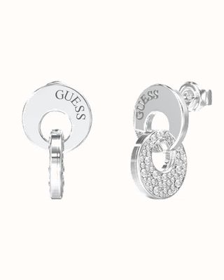 Guess Blooming Summer Ladies Interlink Disc Silver Earrings UBE05221RH