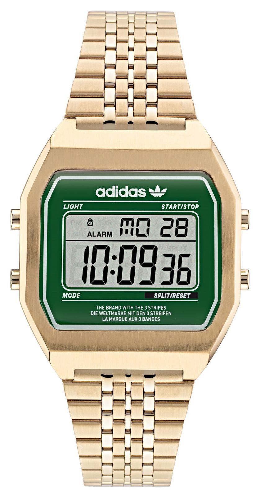 Adidas DIGITAL TWO  Green Dial  Gold PVD Plated Steel Watch