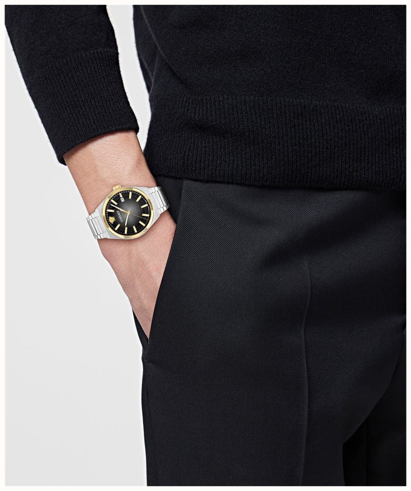 Versace V LEO AURIA (39mm) Black Gradient Dial / Stainless Steel Bracelet VE5Y00326 - alternate view 4